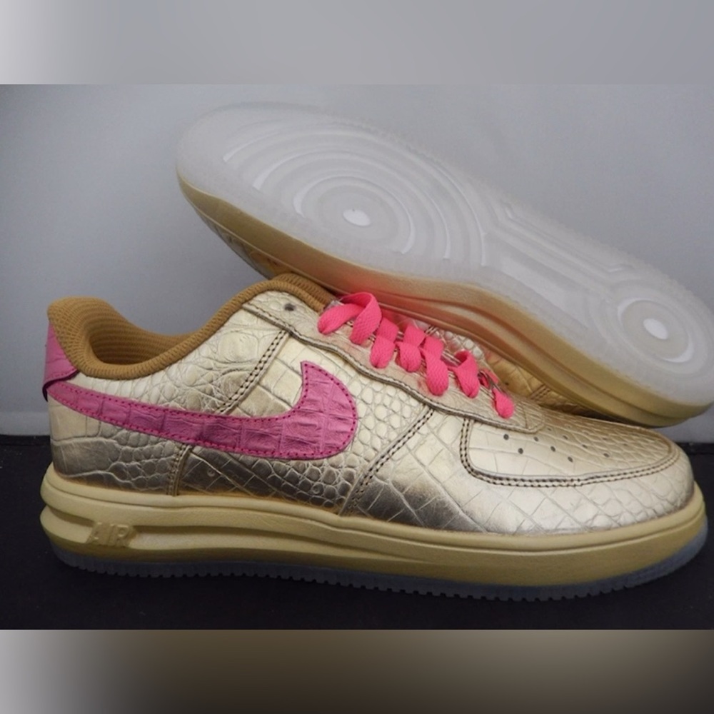 Nike Air Force 1 Low Premium Croc Print Gold & Pink Sneaker